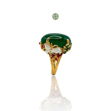 Green Agate Gold Vermeil Enamel Ring