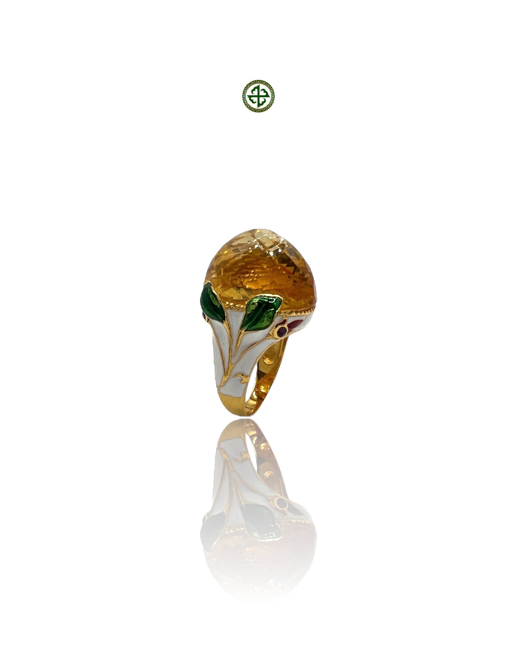 Citrine Enamel Statement Ring