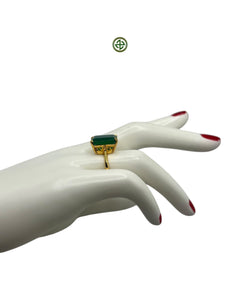 Emerald Cut Green Agate Ring