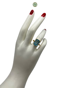 Emerald Cut Blue Topaz Ring