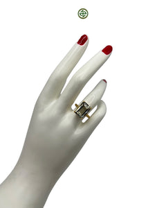 Emerald Cut Green Amethyst Ring