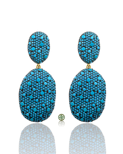Turquoise Pavé Drop Earrings | Yellow Gold Vermeil