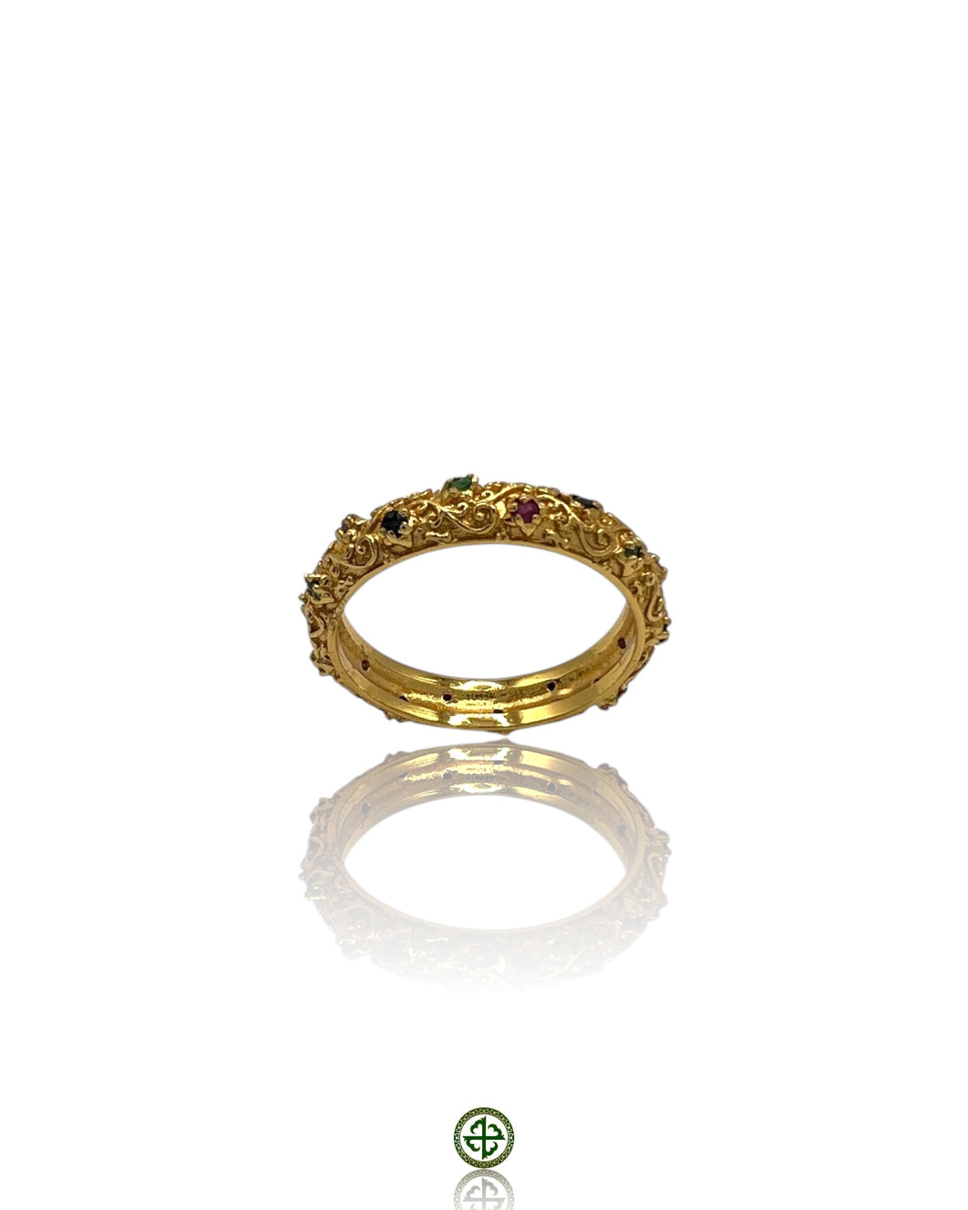 Stucky Eternity Ring with Ruby, Emerald & Sapphire