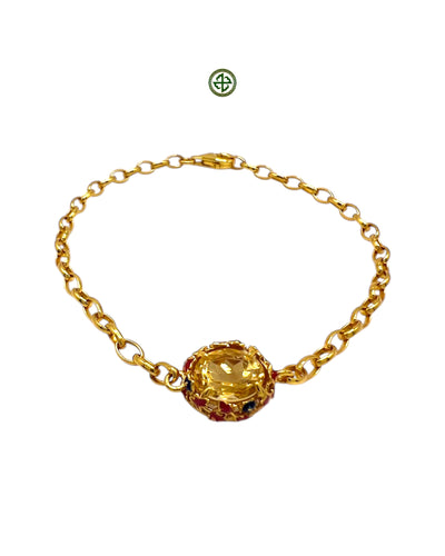 Citrine Charm Bracelet – Hand-Enamelled Gold Vermeil