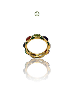 Green Enamel Multi-Gemstone Eternity Ring