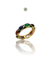Green Enamel Multi-Gemstone Eternity Ring