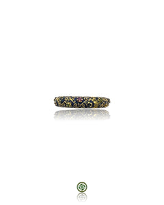 Stucky Eternity Ring – Navy Blue Enamel with Ruby, Emerald & Sapphire