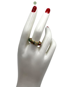 Green Enamel Multi-Gemstone Eternity Ring