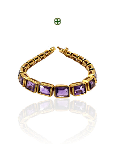 Emerald Cut Amethyst Bracelet – Gold Vermeil on Sterling Silver