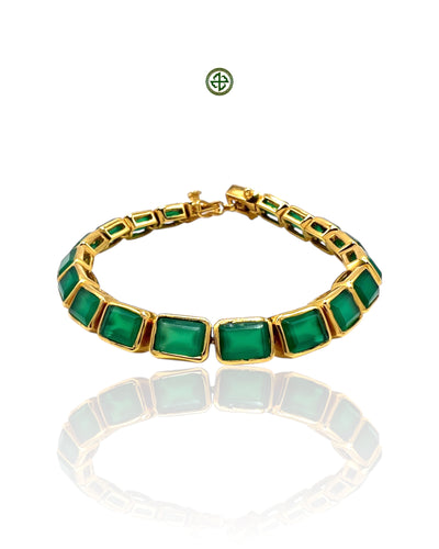 Emerald Cut Green Onyx Bracelet – Gold Vermeil on Sterling Silver