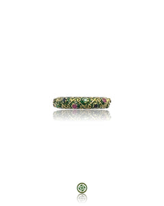 Stucky Eternity Ring – Green Enamel with Ruby, Emerald & Sapphire