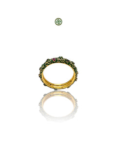 Stucky Eternity Ring – Green Enamel with Ruby, Emerald & Sapphire