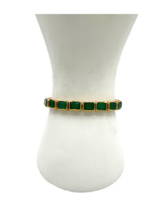 Emerald Cut Green Onyx Bracelet – Gold Vermeil on Sterling Silver