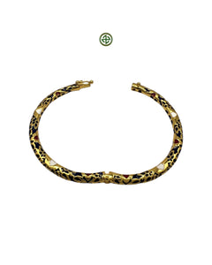 Blue Enamel Gold Vermeil Bracelet with Red & White Accents