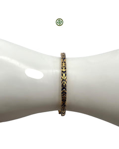 Blue Enamel Gold Vermeil Bracelet with Red & White Accents