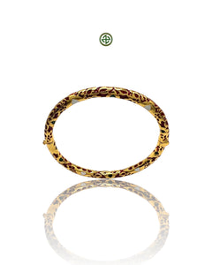 Red Enamel Gold Vermeil Bracelet with Green & White Accents