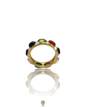 White Enamel Multi-Gemstone Eternity Ring