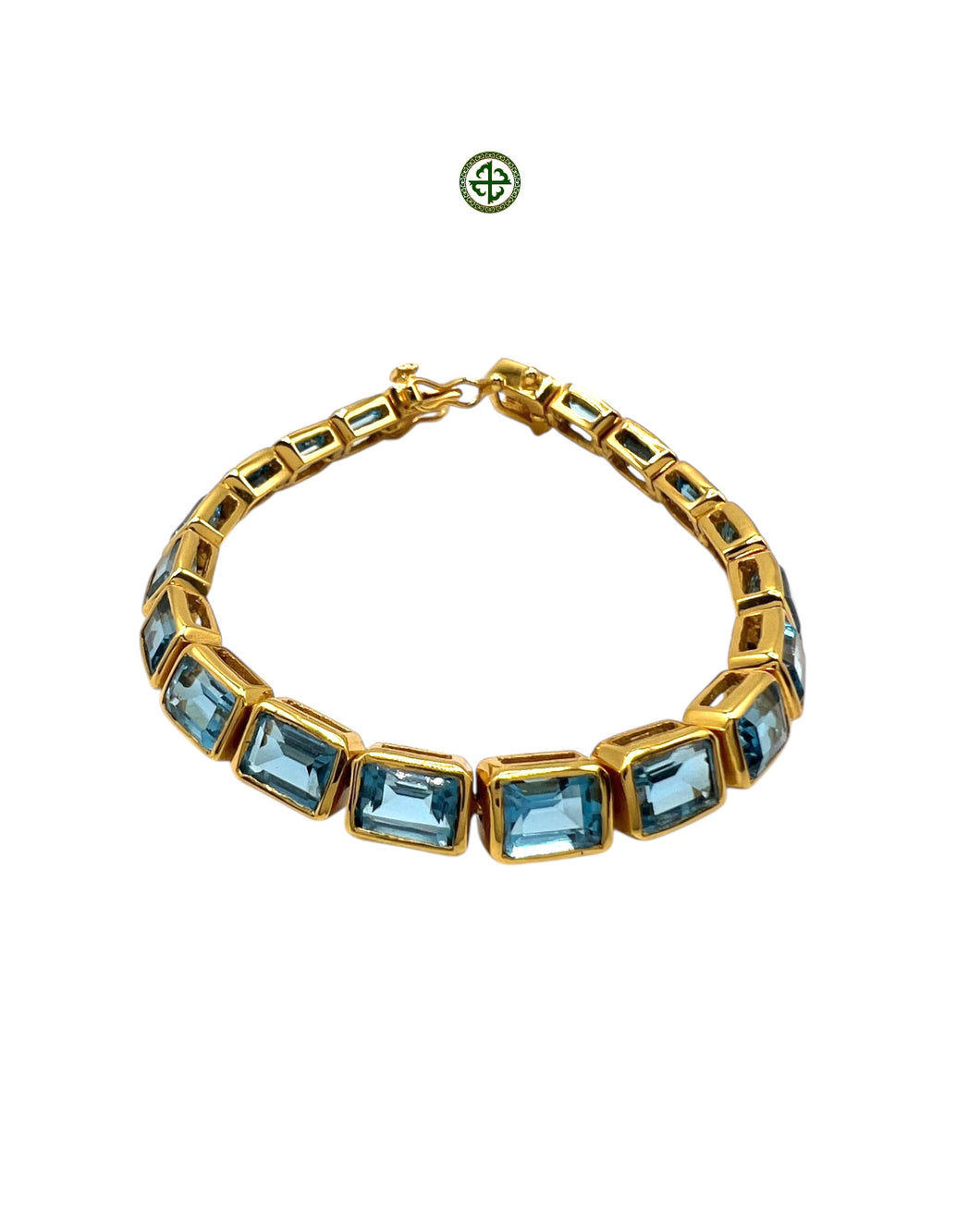 Emerald Cut Blue Topaz Bracelet – Gold Vermeil on Sterling Silver
