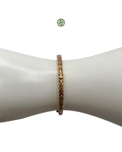 Red Enamel Gold Vermeil Bracelet with Green & White Accents