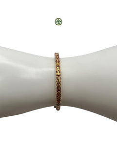 Red Enamel Gold Vermeil Bracelet with Green & White Accents