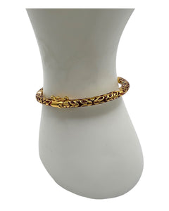 Red Enamel Gold Vermeil Bracelet with Green & White Accents