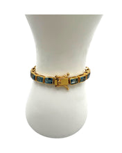 Emerald Cut Blue Topaz Bracelet – Gold Vermeil on Sterling Silver