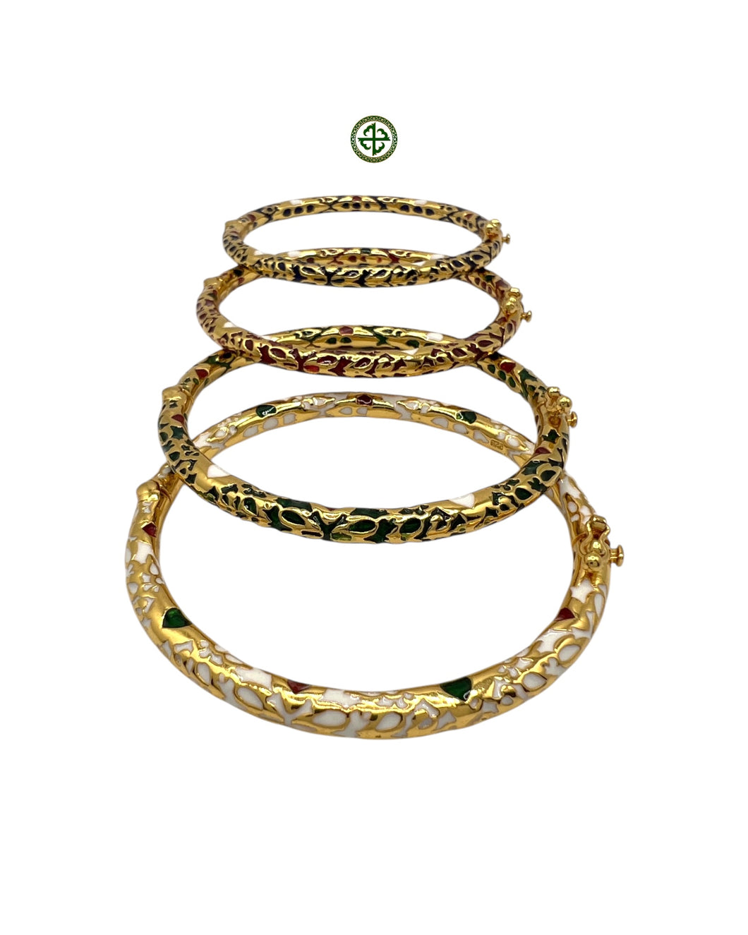 Blue Enamel Gold Vermeil Bracelet with Red & White Accents