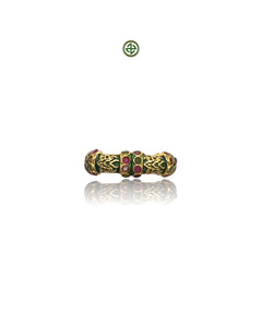 Stucky Eternity Ring – Green Enamel with Ruby, Emerald & Amethyst