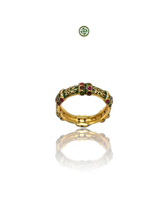 Stucky Eternity Ring – Green Enamel with Ruby, Emerald & Amethyst