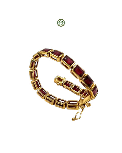 Emerald Cut Garnet Bracelet – Gold Vermeil on Sterling Silver