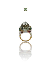 Green Amethyst Enamel Statement Ring
