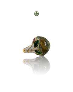Green Amethyst Enamel Statement Ring