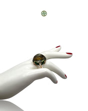 Green Amethyst Enamel Statement Ring