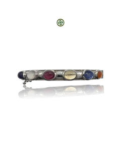 Multi-Color Gemstone Sterling Silver Bracelet