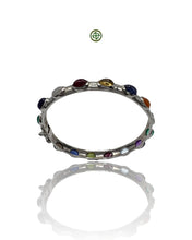 Multi-Color Gemstone Sterling Silver Bracelet