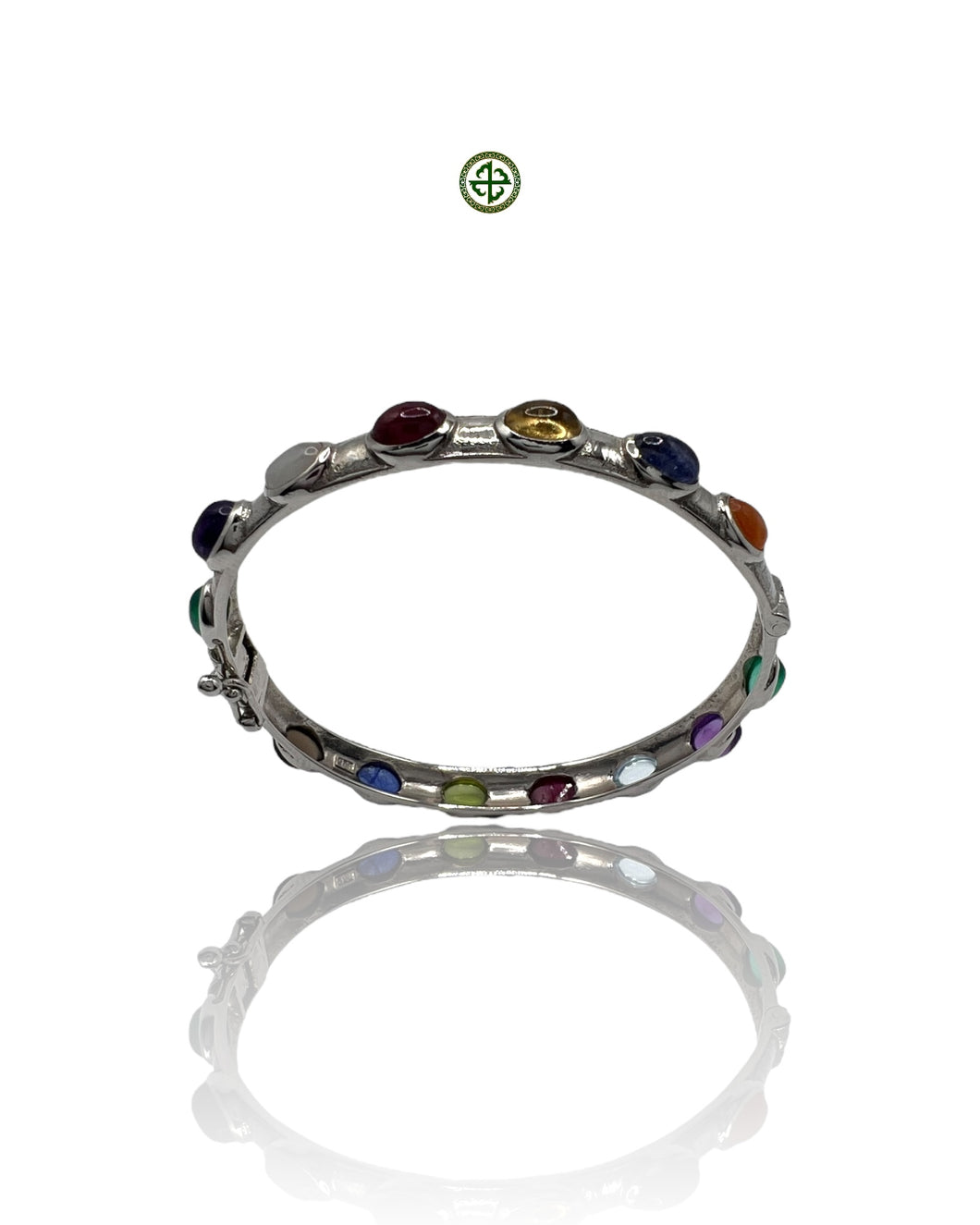Multi-Color Gemstone Sterling Silver Bracelet