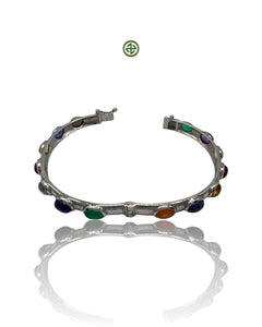 Multi-Color Gemstone Sterling Silver Bracelet