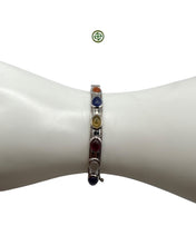 Multi-Color Gemstone Sterling Silver Bracelet