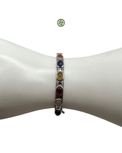 Multi-Color Gemstone Sterling Silver Bracelet