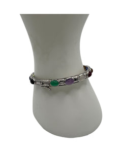 Multi-Color Gemstone Sterling Silver Bracelet