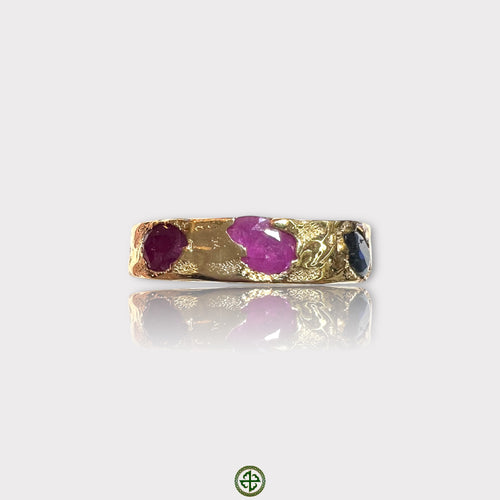 Ruby-Pink Tourmaline-Green Tourmaline Borz Ring