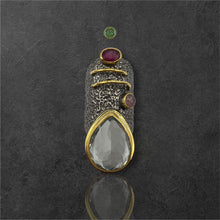 Green Amethyst-Ruby-Pink Tourmaline Ring