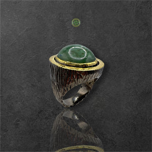 Green Tourmaline Black Rhodium Ring