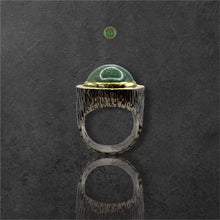 Green Tourmaline Black Rhodium Ring