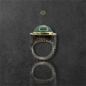 Green Tourmaline Black Rhodium Ring
