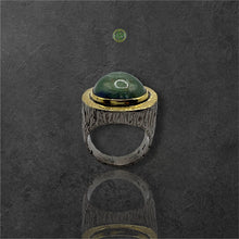 Green Tourmaline Black Rhodium Ring