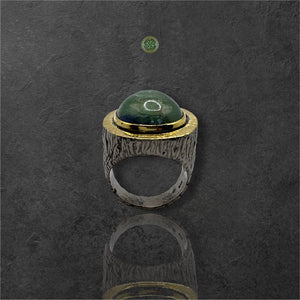 Green Tourmaline Black Rhodium Ring