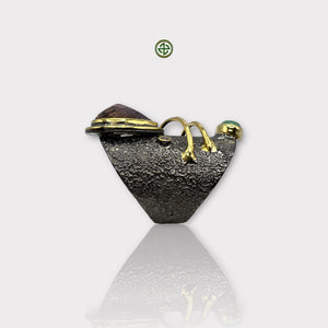 Natural Amethyst , Green Tourmaline Ring