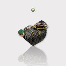 Natural Amethyst , Green Tourmaline Ring