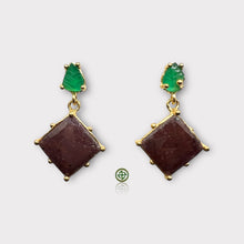 Green Onyx ,Indian Sapphire Earrings